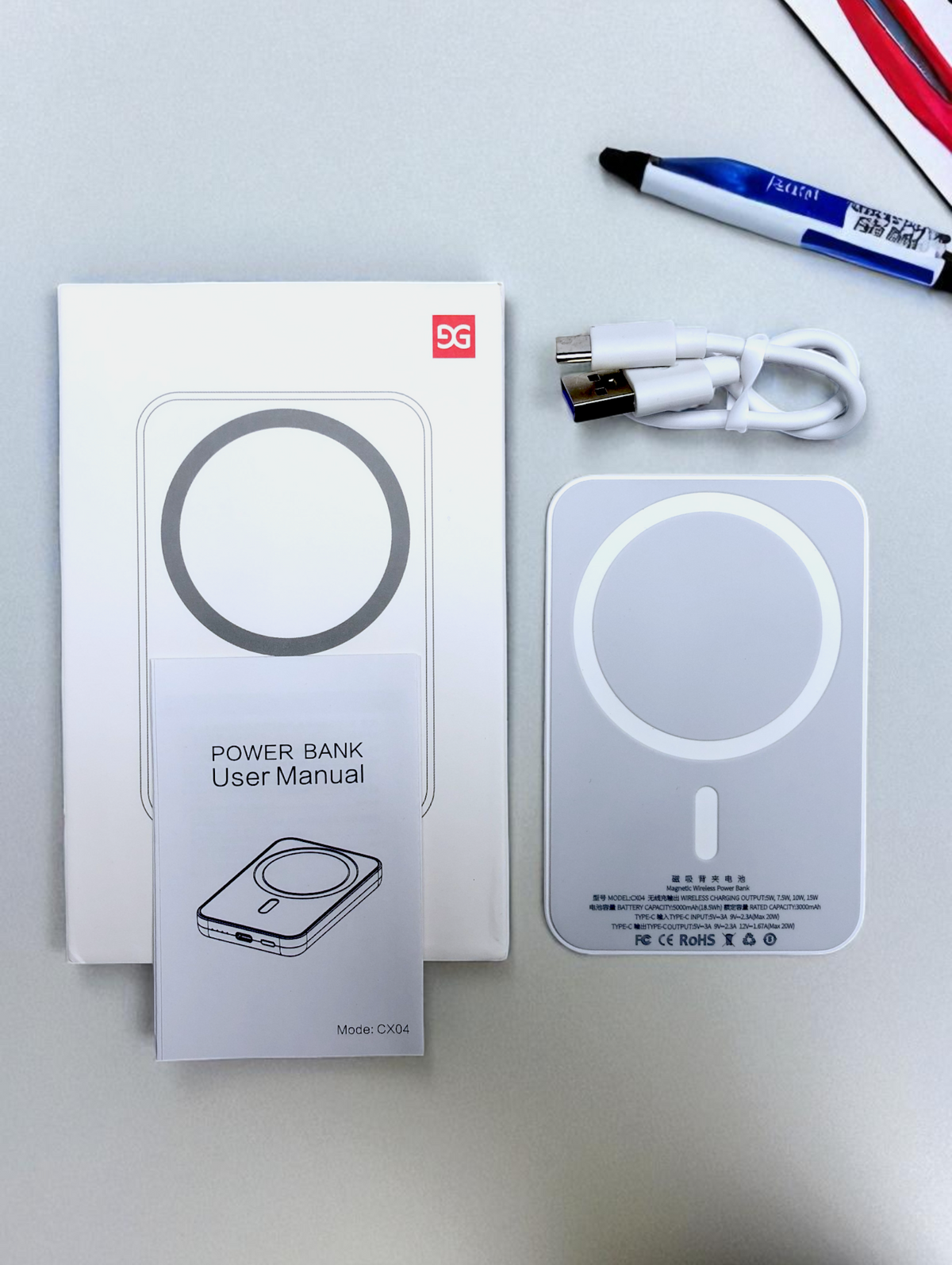 Magnetic Wireless Power Bank (Model: CX04) – 5000mAh Fast Charging